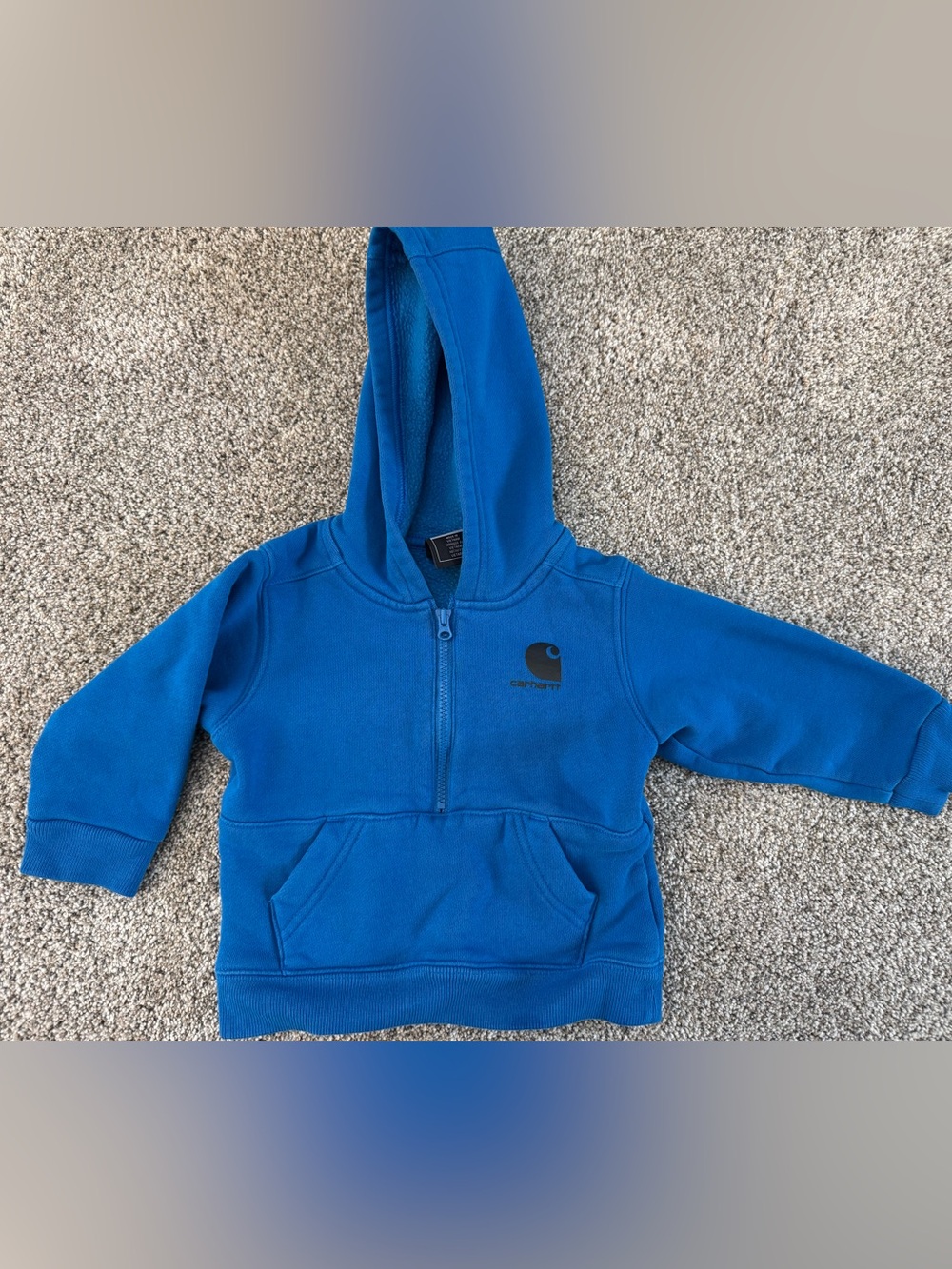 Carhartt Baby Boy Blue Half-Zip Hooded Sweatshirt Size 12 Month